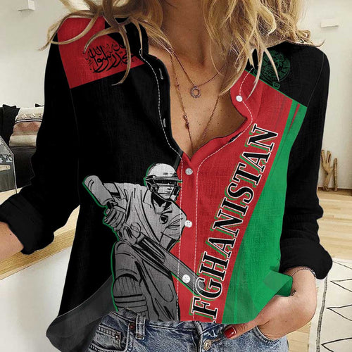 Custom Afghanistan Cricket Women Casual Shirt Sporty Version