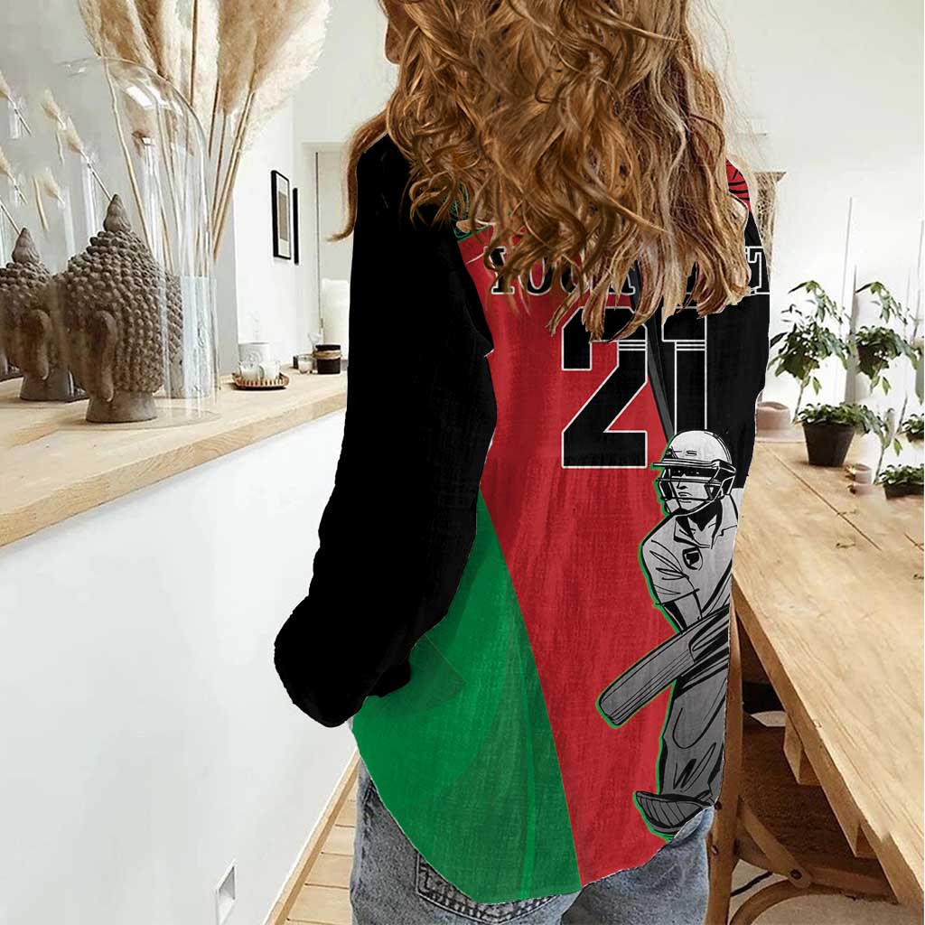 Custom Afghanistan Cricket Women Casual Shirt Sporty Version