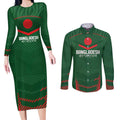 Custom Bangladesh Cricket Couples Matching Long Sleeve Bodycon Dress and Long Sleeve Button Shirt Go Tigers Sporty Version