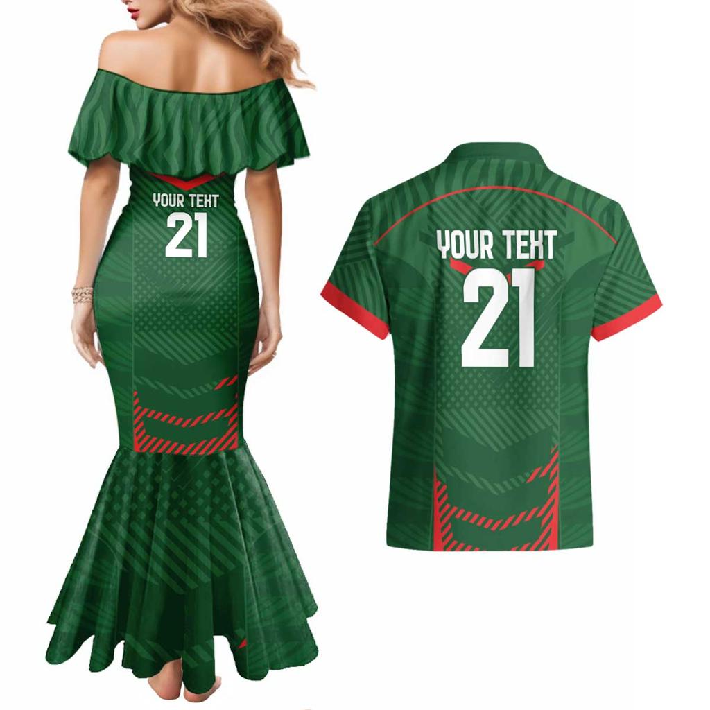 Custom Bangladesh Cricket Couples Matching Mermaid Dress and Hawaiian Shirt Go Tigers Sporty Version