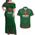 Custom Bangladesh Cricket Couples Matching Off Shoulder Maxi Dress and Hawaiian Shirt Go Tigers Sporty Version