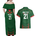 Custom Bangladesh Cricket Couples Matching Off Shoulder Maxi Dress and Hawaiian Shirt Go Tigers Sporty Version