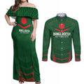 Custom Bangladesh Cricket Couples Matching Off Shoulder Maxi Dress and Long Sleeve Button Shirt Go Tigers Sporty Version