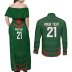 Custom Bangladesh Cricket Couples Matching Off Shoulder Maxi Dress and Long Sleeve Button Shirt Go Tigers Sporty Version