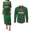 Custom Bangladesh Cricket Couples Matching Puletasi and Long Sleeve Button Shirt Go Tigers Sporty Version