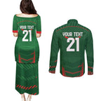 Custom Bangladesh Cricket Couples Matching Puletasi and Long Sleeve Button Shirt Go Tigers Sporty Version