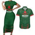 Custom Bangladesh Cricket Couples Matching Short Sleeve Bodycon Dress and Hawaiian Shirt Go Tigers Sporty Version