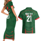 Custom Bangladesh Cricket Couples Matching Short Sleeve Bodycon Dress and Hawaiian Shirt Go Tigers Sporty Version