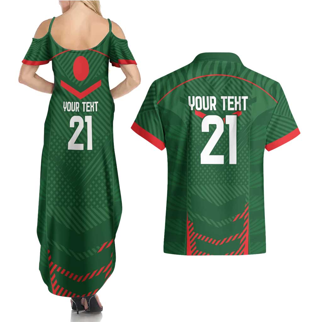 Custom Bangladesh Cricket Couples Matching Summer Maxi Dress and Hawaiian Shirt Go Tigers Sporty Version
