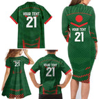 Custom Bangladesh Cricket Family Matching Long Sleeve Bodycon Dress and Hawaiian Shirt Go Tigers Sporty Version