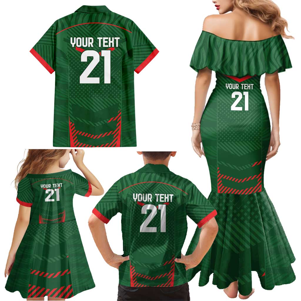Custom Bangladesh Cricket Family Matching Mermaid Dress and Hawaiian Shirt Go Tigers Sporty Version