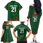 Custom Bangladesh Cricket Family Matching Off The Shoulder Long Sleeve Dress and Hawaiian Shirt Go Tigers Sporty Version