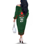 Custom Bangladesh Cricket Family Matching Off The Shoulder Long Sleeve Dress and Hawaiian Shirt Go Tigers Sporty Version