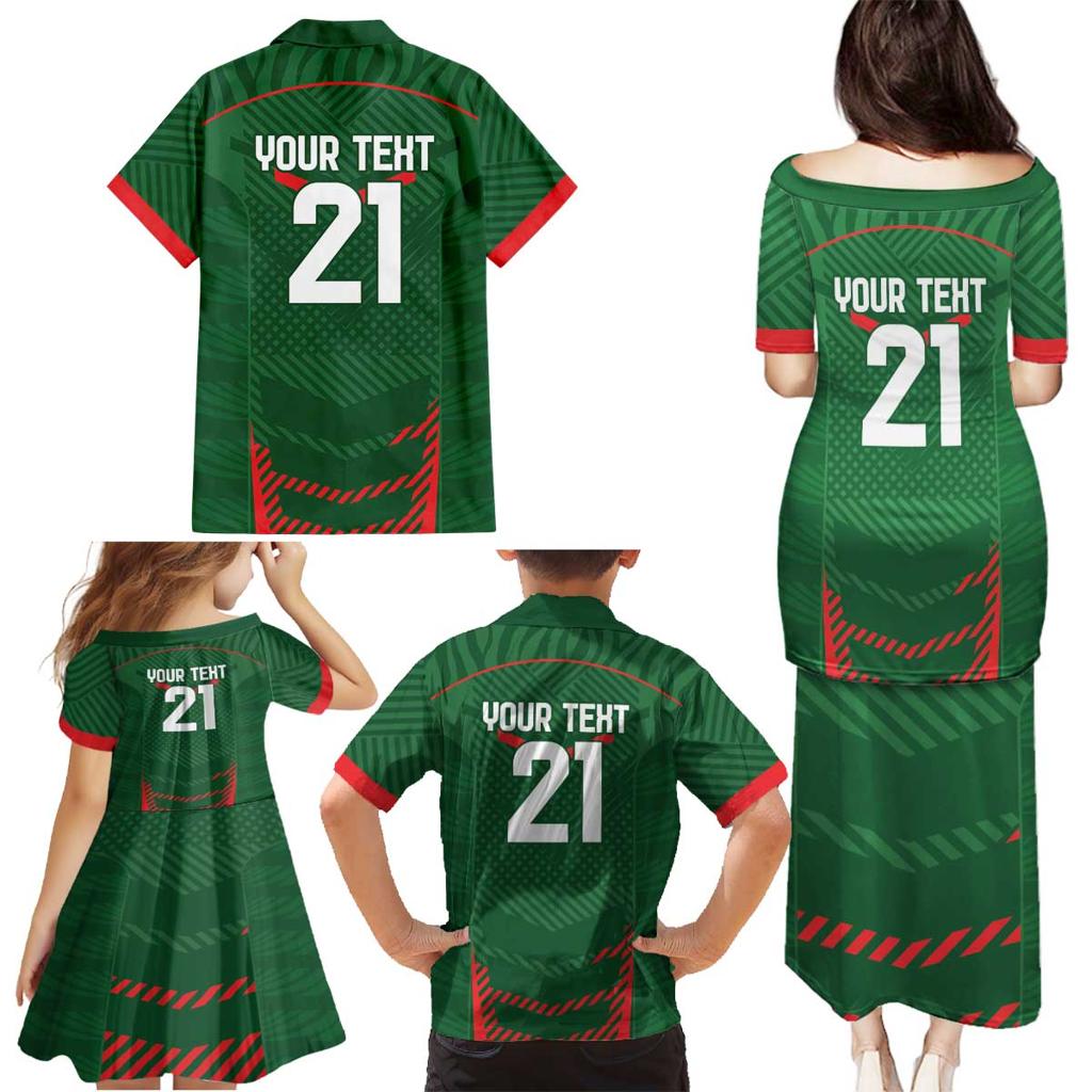 Custom Bangladesh Cricket Family Matching Puletasi and Hawaiian Shirt Go Tigers Sporty Version