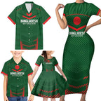 Custom Bangladesh Cricket Family Matching Short Sleeve Bodycon Dress and Hawaiian Shirt Go Tigers Sporty Version