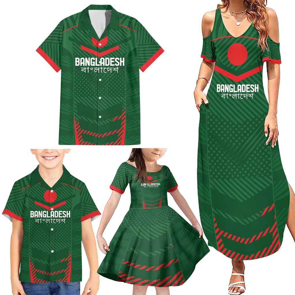 Custom Bangladesh Cricket Family Matching Summer Maxi Dress and Hawaiian Shirt Go Tigers Sporty Version