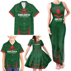 Custom Bangladesh Cricket Family Matching Tank Maxi Dress and Hawaiian Shirt Go Tigers Sporty Version