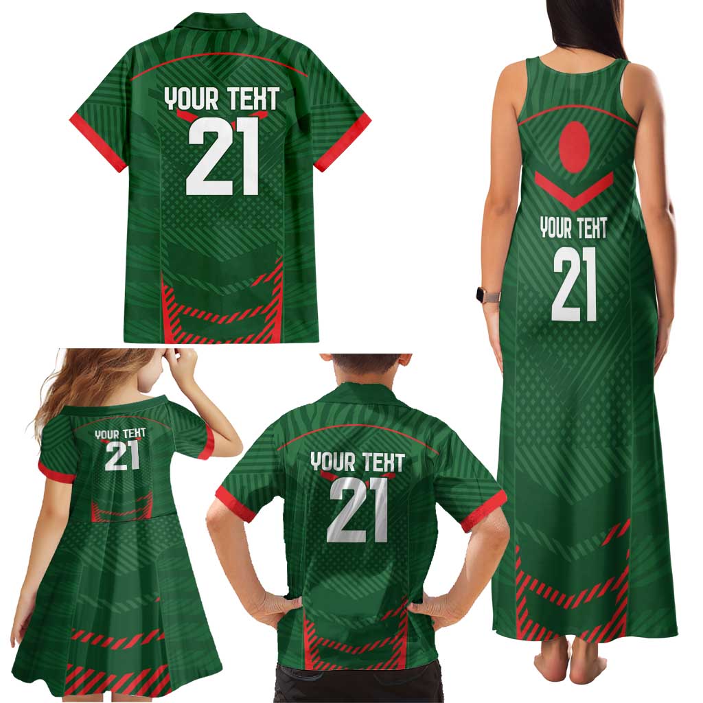 Custom Bangladesh Cricket Family Matching Tank Maxi Dress and Hawaiian Shirt Go Tigers Sporty Version