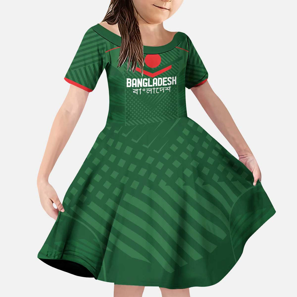 Custom Bangladesh Cricket Kid Short Sleeve Dress Go Tigers Sporty Version