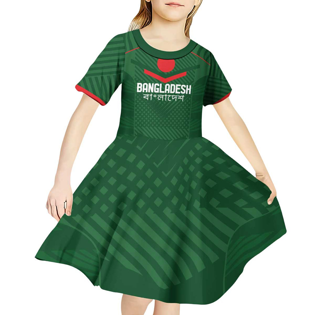Custom Bangladesh Cricket Kid Short Sleeve Dress Go Tigers Sporty Version
