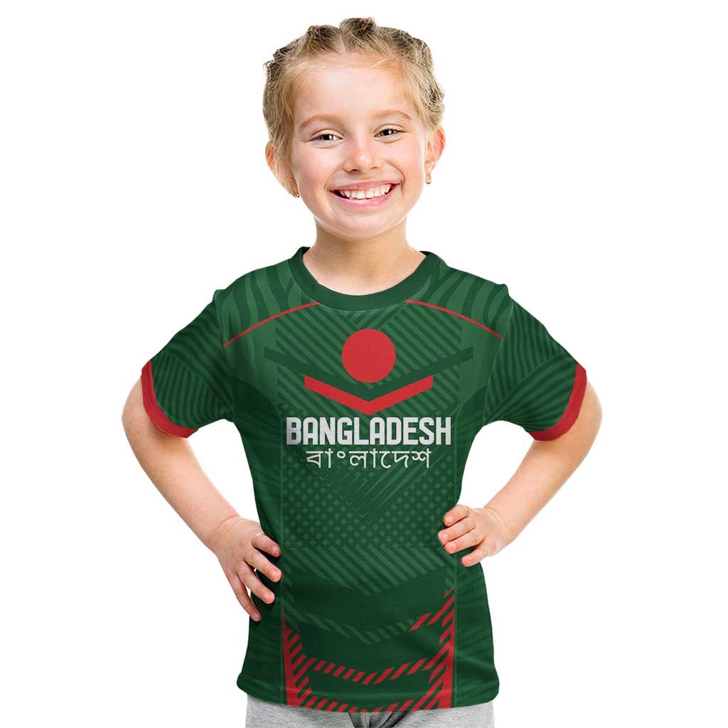 Custom Bangladesh Cricket Kid T Shirt Go Tigers Sporty Version