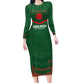 Custom Bangladesh Cricket Long Sleeve Bodycon Dress Go Tigers Sporty Version