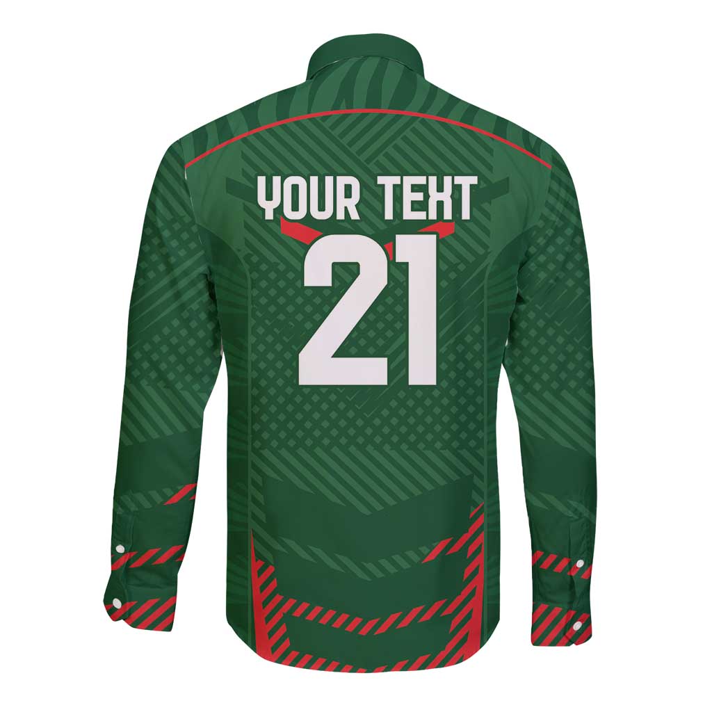 Custom Bangladesh Cricket Long Sleeve Button Shirt Go Tigers Sporty Version