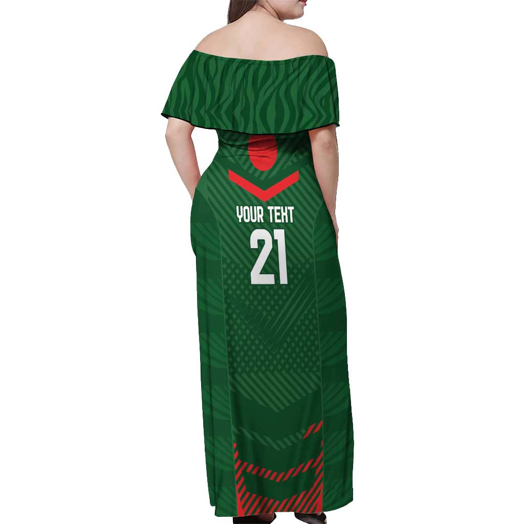 Custom Bangladesh Cricket Off Shoulder Maxi Dress Go Tigers Sporty Version