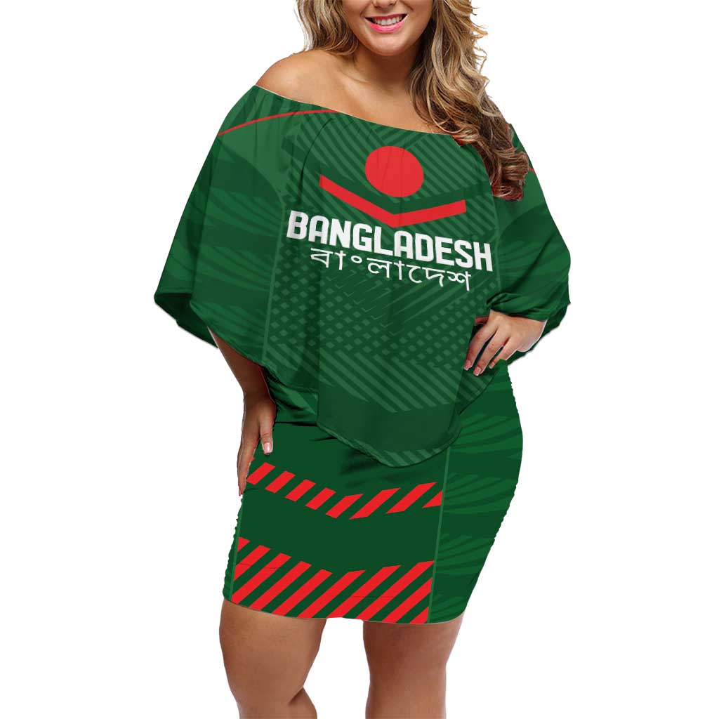Custom Bangladesh Cricket Off Shoulder Short Dress Go Tigers Sporty Version