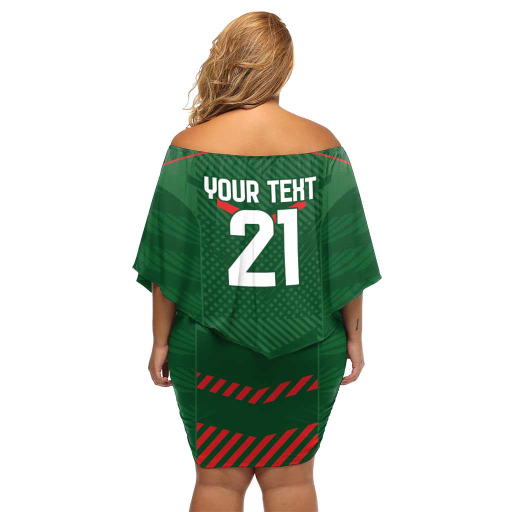 Custom Bangladesh Cricket Off Shoulder Short Dress Go Tigers Sporty Version