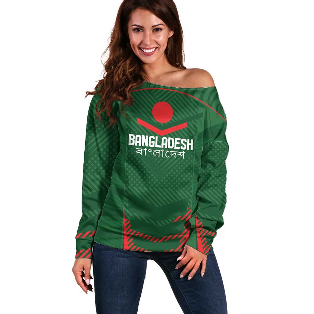 Custom Bangladesh Cricket Off Shoulder Sweater Go Tigers Sporty Version