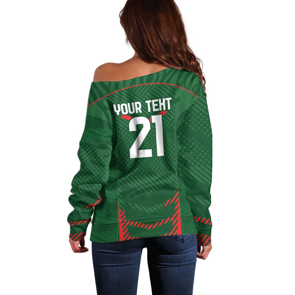 Custom Bangladesh Cricket Off Shoulder Sweater Go Tigers Sporty Version