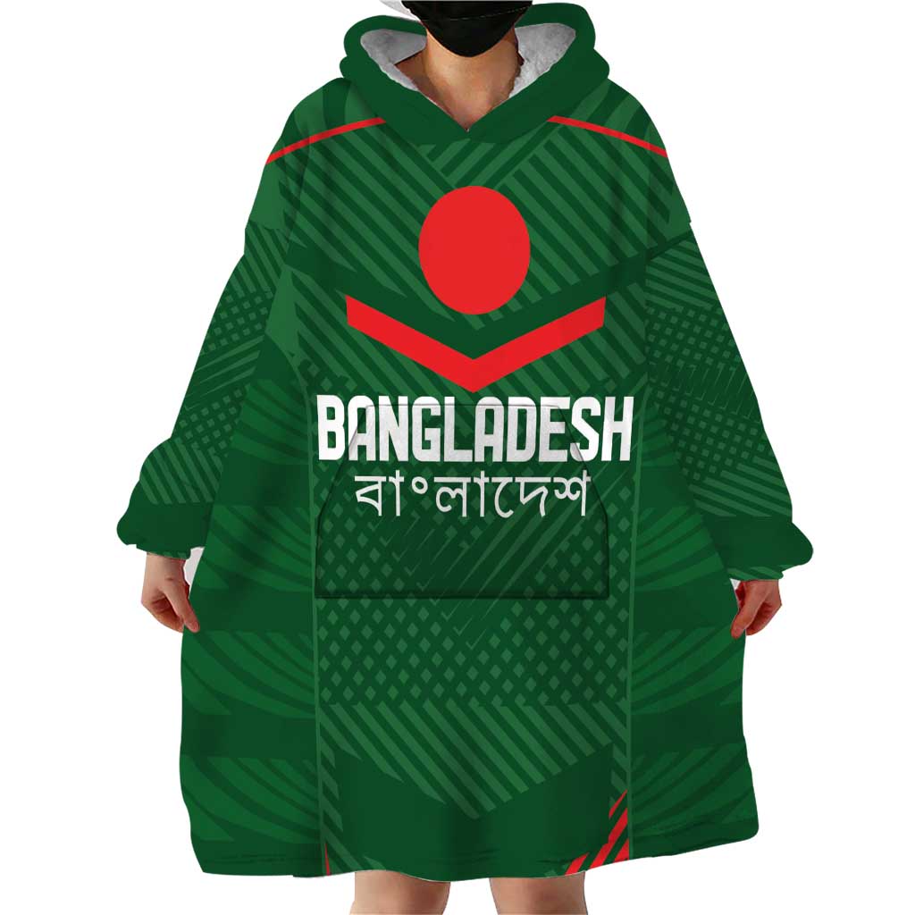 Custom Bangladesh Cricket Wearable Blanket Hoodie Go Tigers Sporty Version