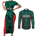 Royal Bengal Tiger Bangladesh Cricket Custom Couples Matching Short Sleeve Bodycon Dress and Long Sleeve Button Shirt The Red and Green Version