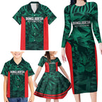 Royal Bengal Tiger Bangladesh Cricket Custom Family Matching Long Sleeve Bodycon Dress and Hawaiian Shirt The Red and Green Version