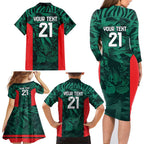 Royal Bengal Tiger Bangladesh Cricket Custom Family Matching Long Sleeve Bodycon Dress and Hawaiian Shirt The Red and Green Version