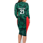 Royal Bengal Tiger Bangladesh Cricket Custom Family Matching Long Sleeve Bodycon Dress and Hawaiian Shirt The Red and Green Version
