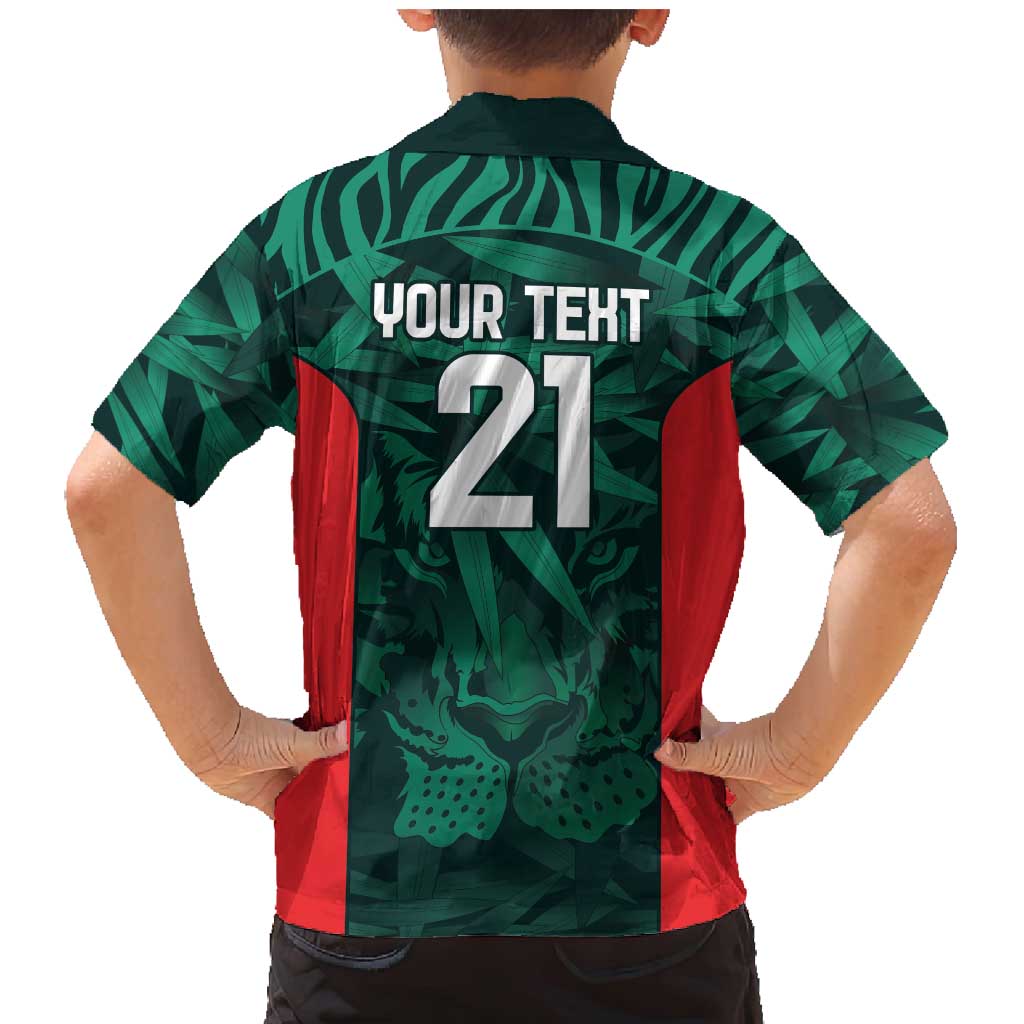 Royal Bengal Tiger Bangladesh Cricket Custom Family Matching Mermaid Dress and Hawaiian Shirt The Red and Green Version