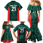 Royal Bengal Tiger Bangladesh Cricket Custom Family Matching Mermaid Dress and Hawaiian Shirt The Red and Green Version