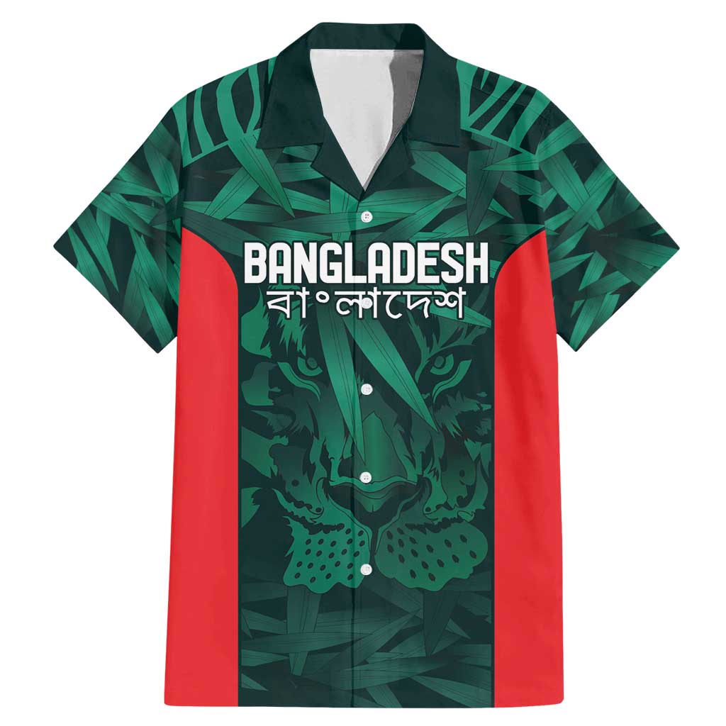 Royal Bengal Tiger Bangladesh Cricket Custom Family Matching Mermaid Dress and Hawaiian Shirt The Red and Green Version