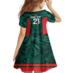 Royal Bengal Tiger Bangladesh Cricket Custom Family Matching Off The Shoulder Long Sleeve Dress and Hawaiian Shirt The Red and Green Version
