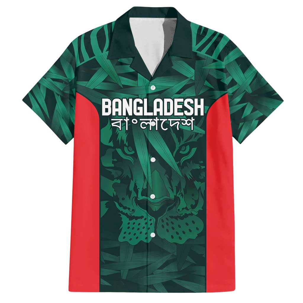 Royal Bengal Tiger Bangladesh Cricket Custom Family Matching Off Shoulder Maxi Dress and Hawaiian Shirt The Red and Green Version
