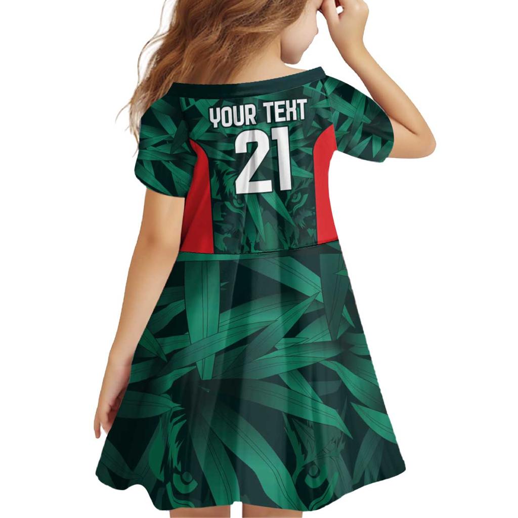 Royal Bengal Tiger Bangladesh Cricket Custom Family Matching Off Shoulder Short Dress and Hawaiian Shirt The Red and Green Version
