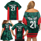 Royal Bengal Tiger Bangladesh Cricket Custom Family Matching Off Shoulder Short Dress and Hawaiian Shirt The Red and Green Version