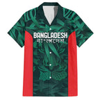 Royal Bengal Tiger Bangladesh Cricket Custom Family Matching Off Shoulder Short Dress and Hawaiian Shirt The Red and Green Version