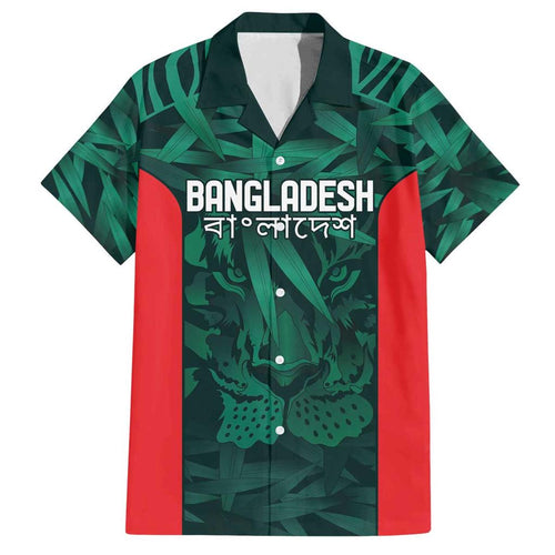 Royal Bengal Tiger Bangladesh Cricket Custom Family Matching Off Shoulder Short Dress and Hawaiian Shirt The Red and Green Version
