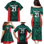 Royal Bengal Tiger Bangladesh Cricket Custom Family Matching Puletasi and Hawaiian Shirt The Red and Green Version
