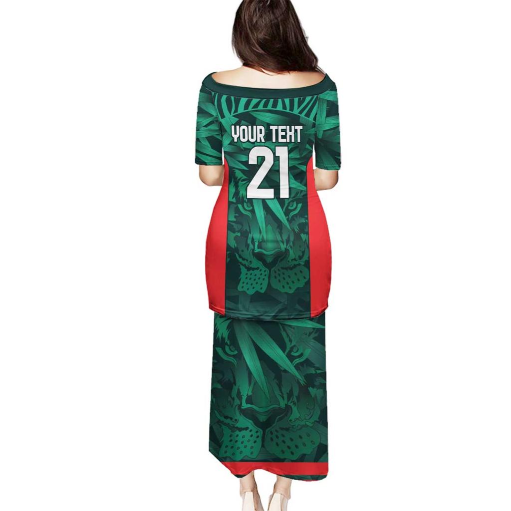 Royal Bengal Tiger Bangladesh Cricket Custom Family Matching Puletasi and Hawaiian Shirt The Red and Green Version