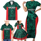 Royal Bengal Tiger Bangladesh Cricket Custom Family Matching Short Sleeve Bodycon Dress and Hawaiian Shirt The Red and Green Version