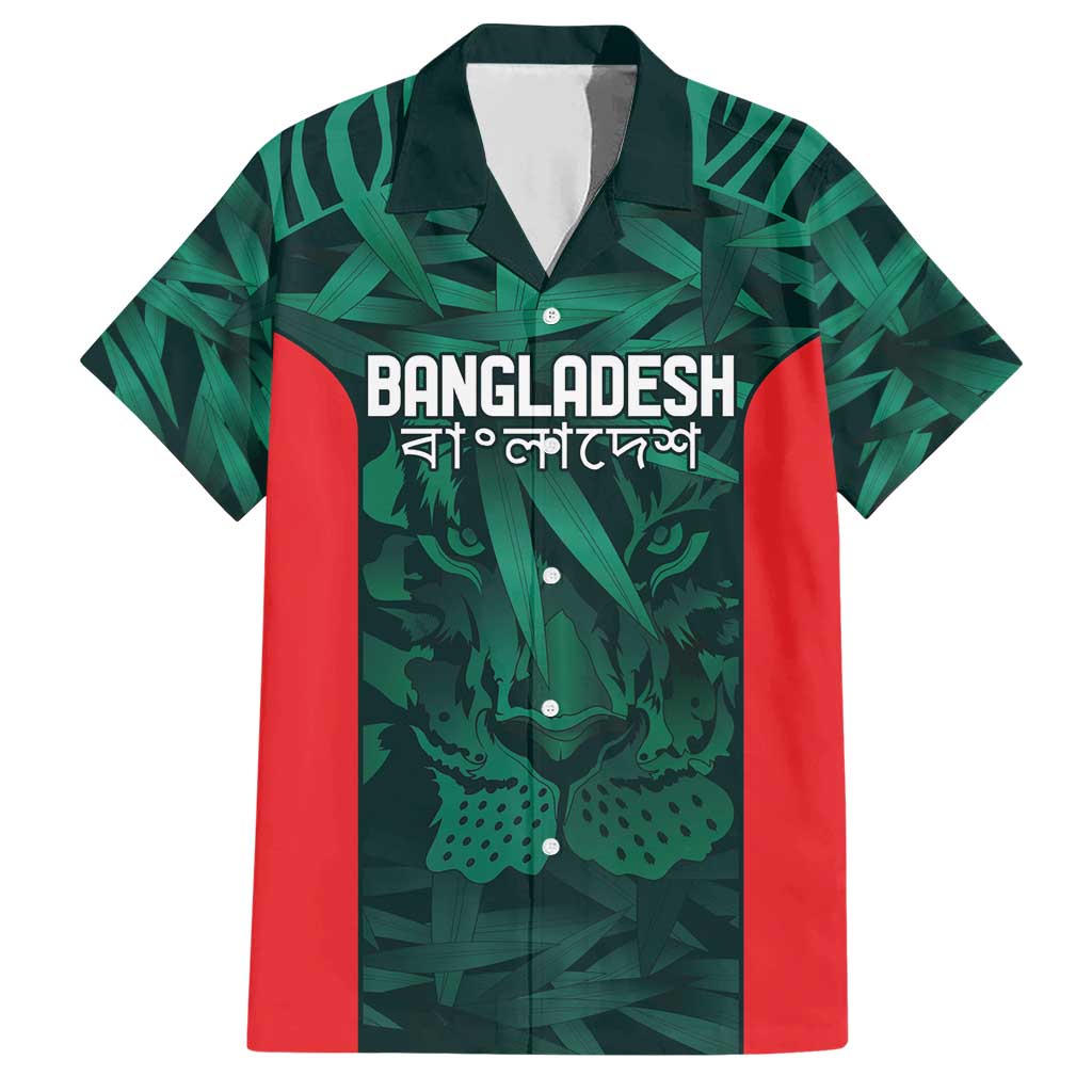 Royal Bengal Tiger Bangladesh Cricket Custom Family Matching Short Sleeve Bodycon Dress and Hawaiian Shirt The Red and Green Version